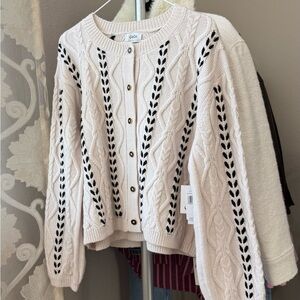 Chic Cream and Black Cable Knit Sweater Cardigan🤍🖤NWT